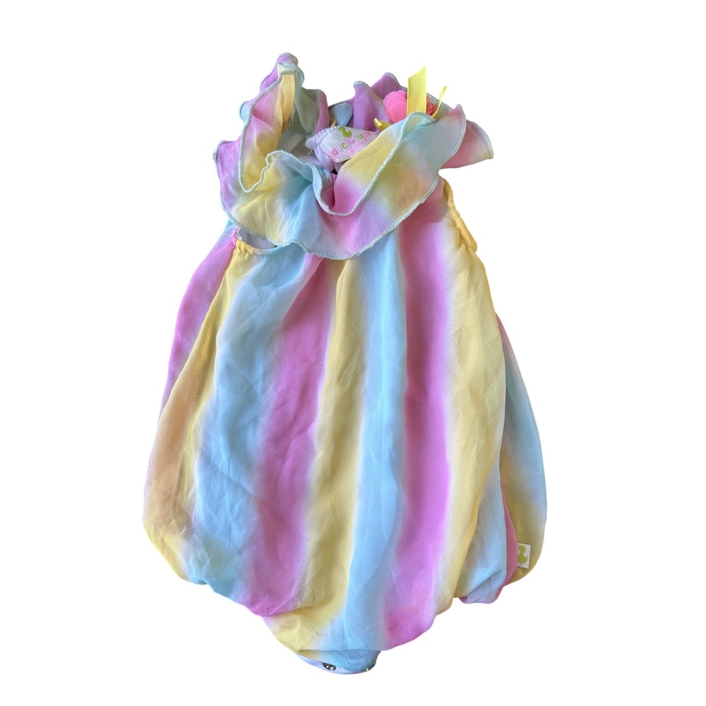 Duck Duck Goose Baby Girls Pastel Rainbow Stripe Ruffle Bubble Romper 6-9M